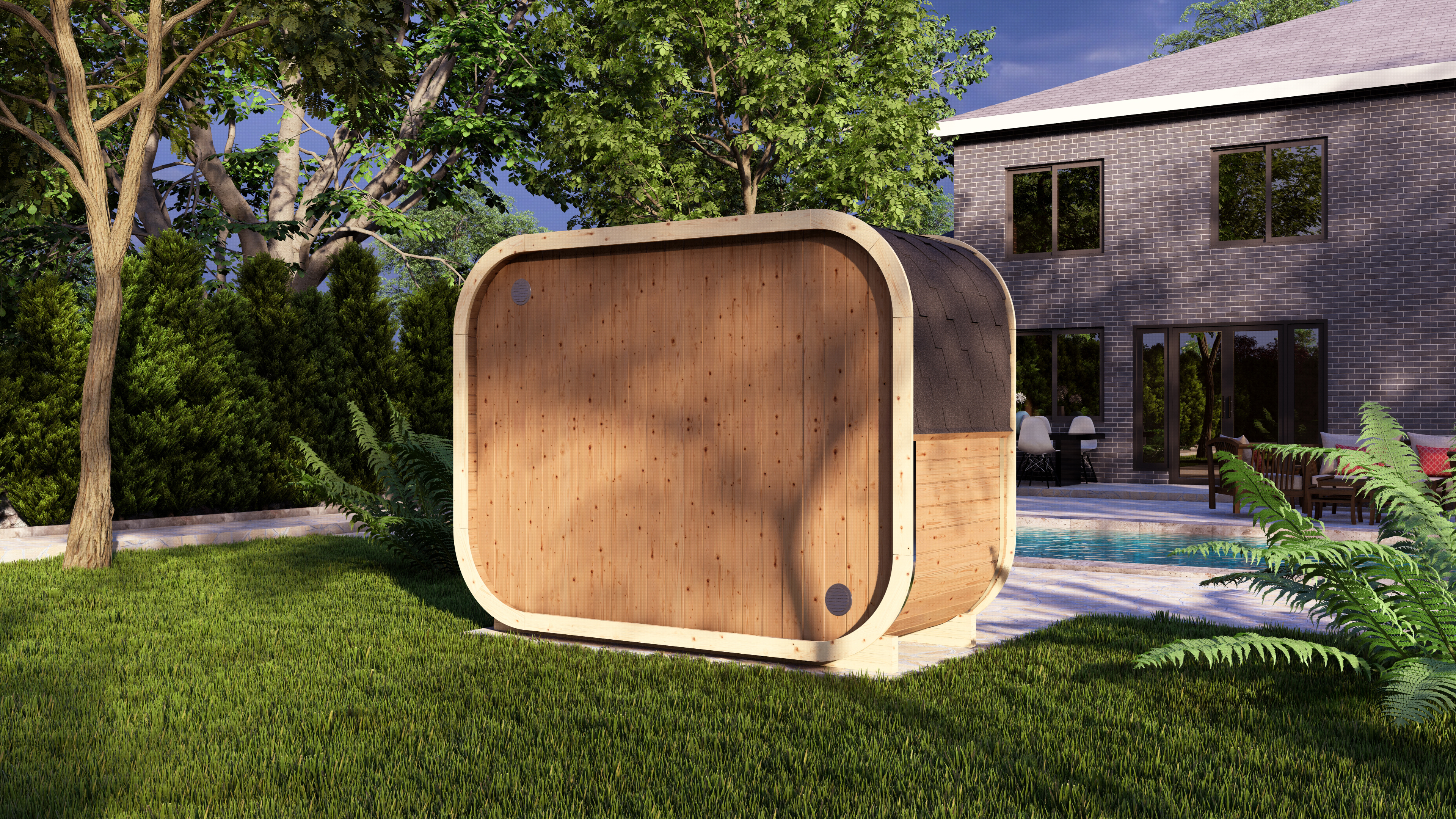 Outdoor Sauna Polaris H1 Thermoholz – **Platin Version**